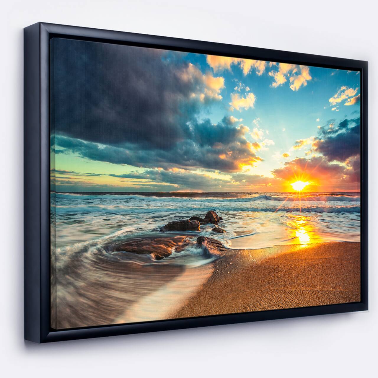 Designart - Beautiful Cloudscape over the Sea - Modern Beach Framed Canvas Art Print